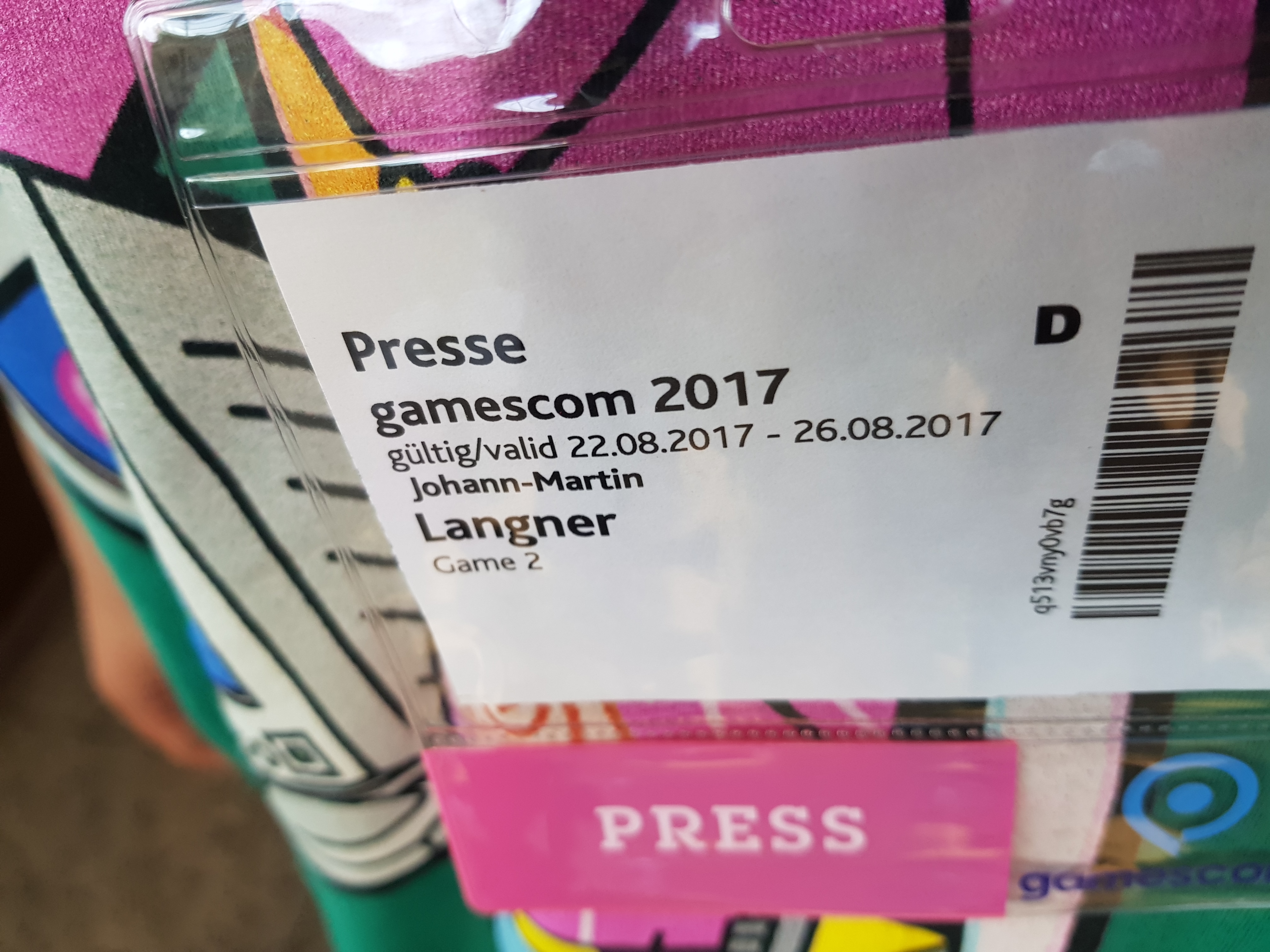 gamescom 2017 - presse ticket