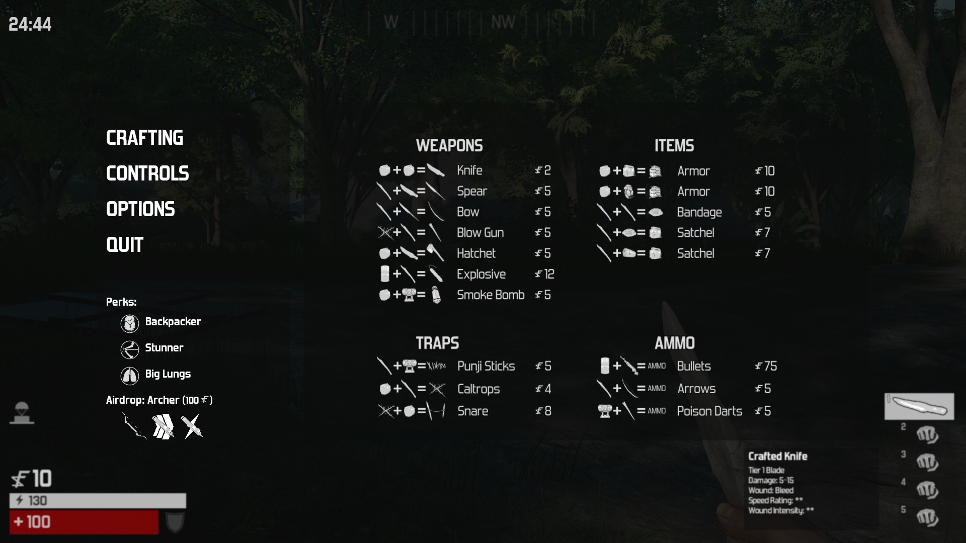 The Culling - Crafting Plan