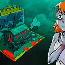 Test zu A Night at the Watermill. Zu sehen ist das Menü des Spiels, im Vordergrund ist die Protagonistin vergrößert dargestellt.