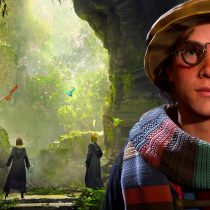 Ob Hogwarts Legacy 2 erscheint, steht noch nicht fest. Der Screenshot zeigt Zauberschüler von Hogwarts, die eine magische Höhle erkunden. Im Vordergrund ist Musterschüler Johann Von Ti, der sehnlichst auf Hogwarts Legay 2 wartet.