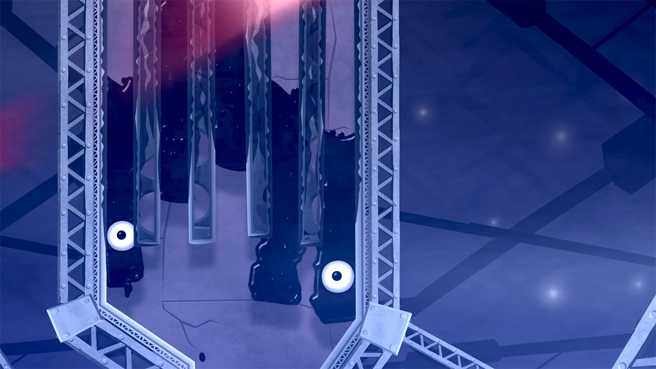 In World of Goo 2 müssen wir die Goo-Bälle manchmal auch durch enge Passagen lenken. Dabei rinnen die knuffigen Bälle wie Schleim durch Röhren, wie der Screenshot zeigt. 
